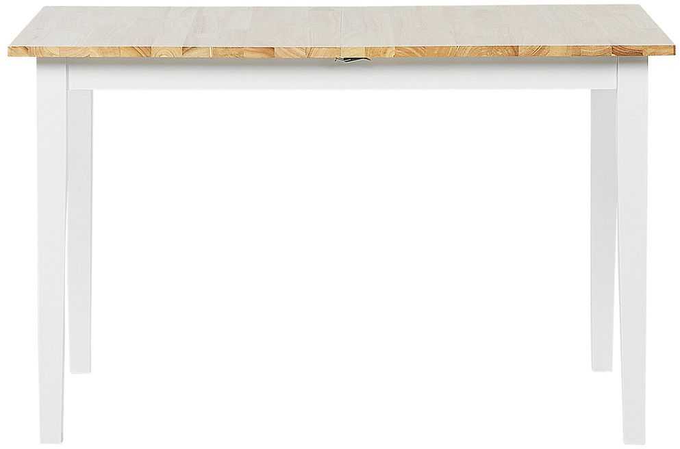 Beliani Išskleidžiamas valgomojo stalas HOUSTON šviesiai rudas/baltas 120/150 cm 90 cm pušies mediena