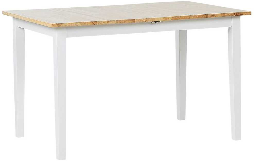Beliani Išskleidžiamas valgomojo stalas HOUSTON šviesiai rudas/baltas 120/150 cm 90 cm pušies mediena