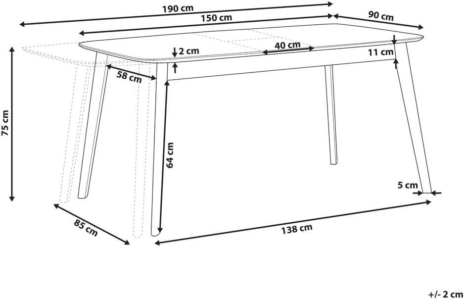 Beliani Išskleidžiamas valgomojo stalas MADOX tamsaus riešutmedžio spalvos, 120/150 cm, 75 cm