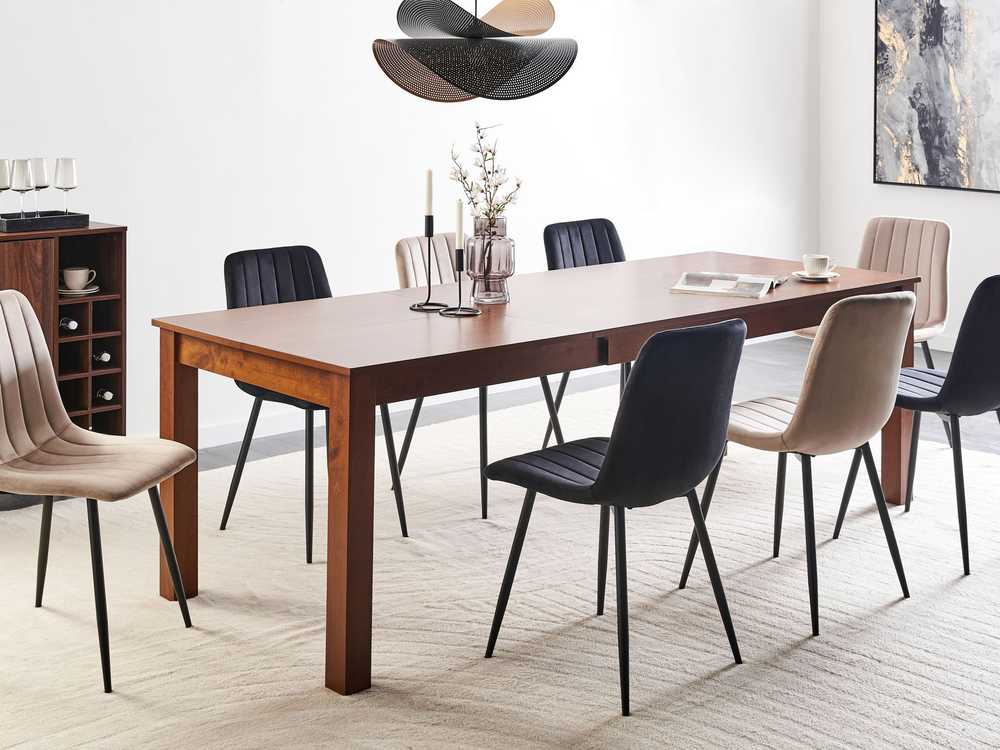 Beliani Išskleidžiamas valgomojo stalas MADURA tamsaus uosio spalvos 160/240 cm 90 cm
