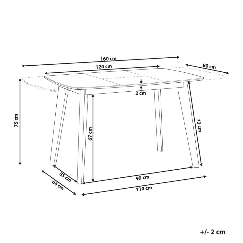 Beliani Išskleidžiamas valgomojo stalas SANFORD baltas 120/160 cm 80 cm