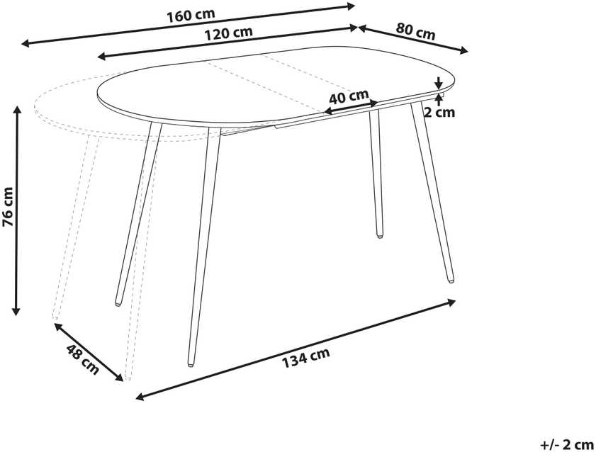 Beliani Išskleidžiamas valgomojo stalas STAVERTON baltas 120/160 cm 80 cm
