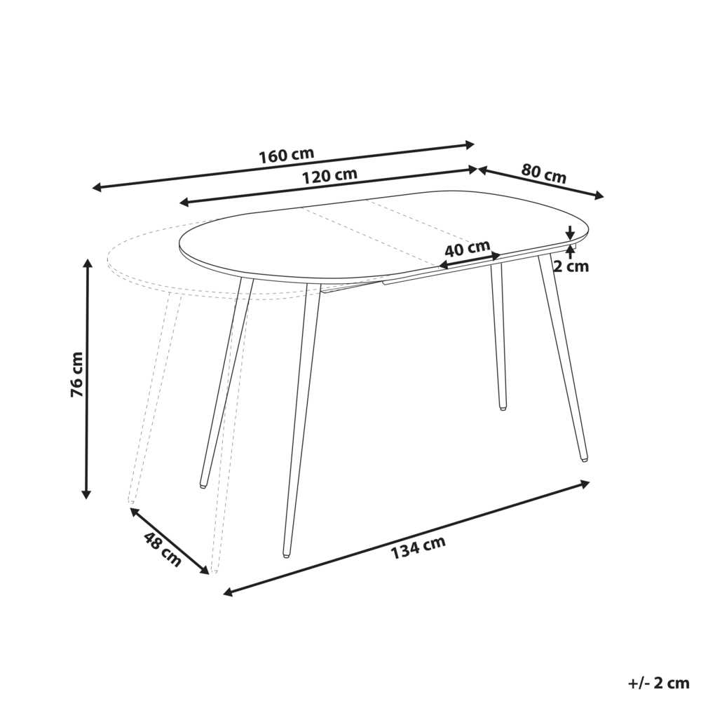 Beliani Išskleidžiamas valgomojo stalas STAVERTON baltas 120/160 cm 80 cm