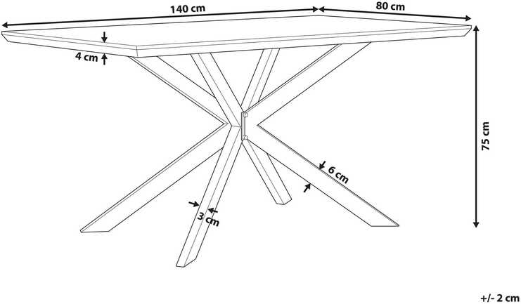Beliani Valgomojo stalas SPECTRA tamsiai rudas 140 cm 90 cm