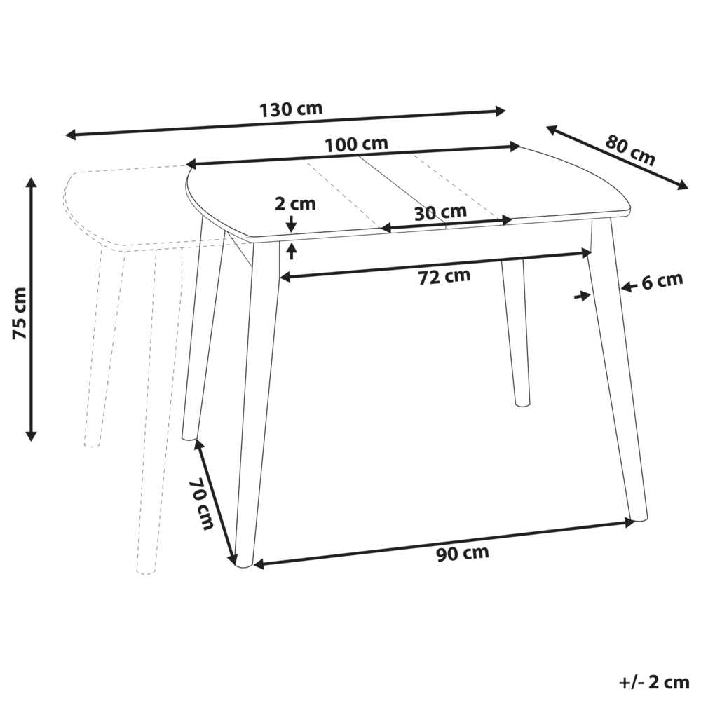 Beliani Išskleidžiamas valgomojo stalas TOMS tamsiai rudas 100/130 cm 80 cm