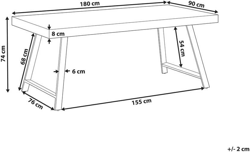 Beliani Valgomojo stalas WARTON tamsiai rudas, 180x90 cm, pušies mediena
