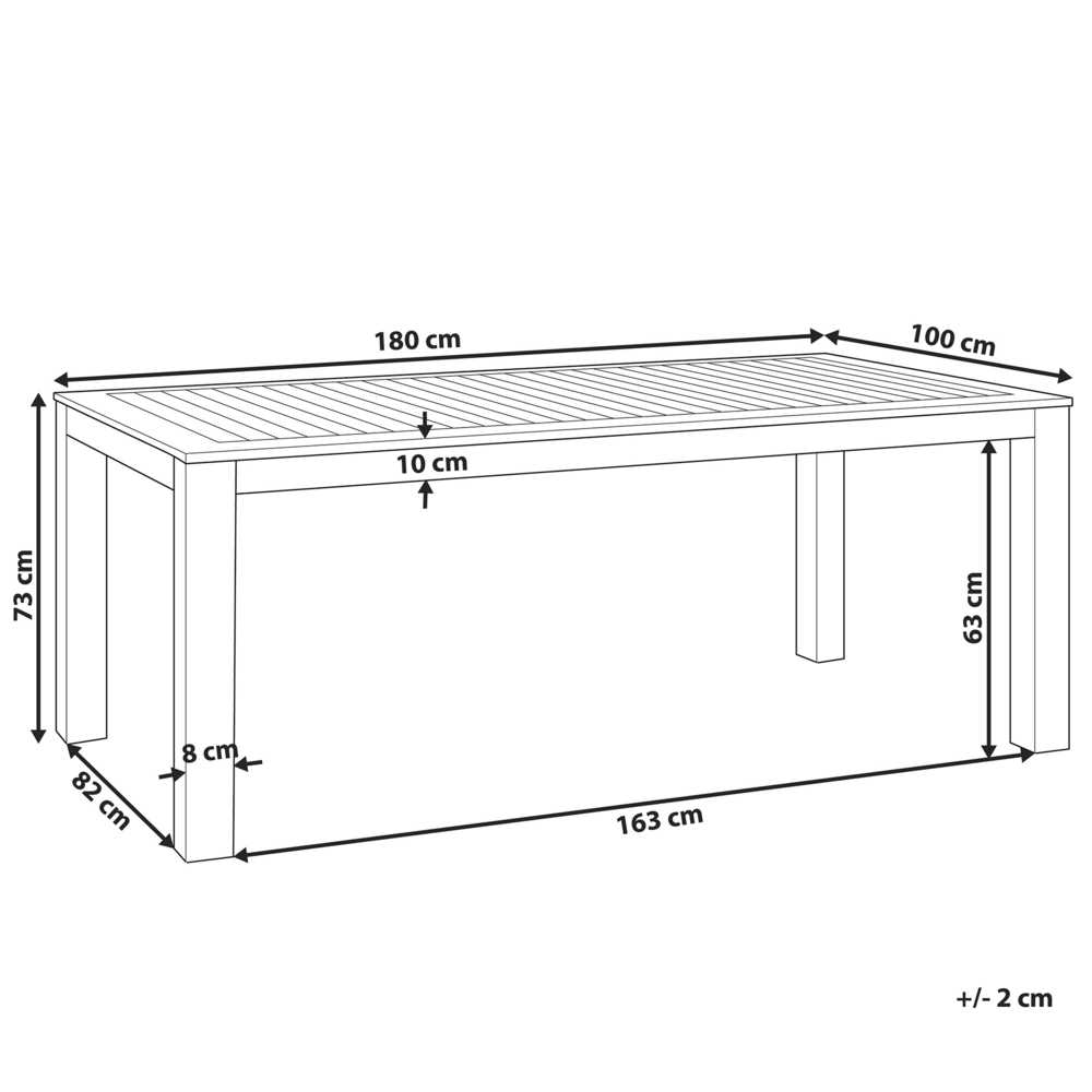 Beliani Sodo stalas TUSCANIA 180 cm 100 cm, eukalipto mediena, tamsiai rudas