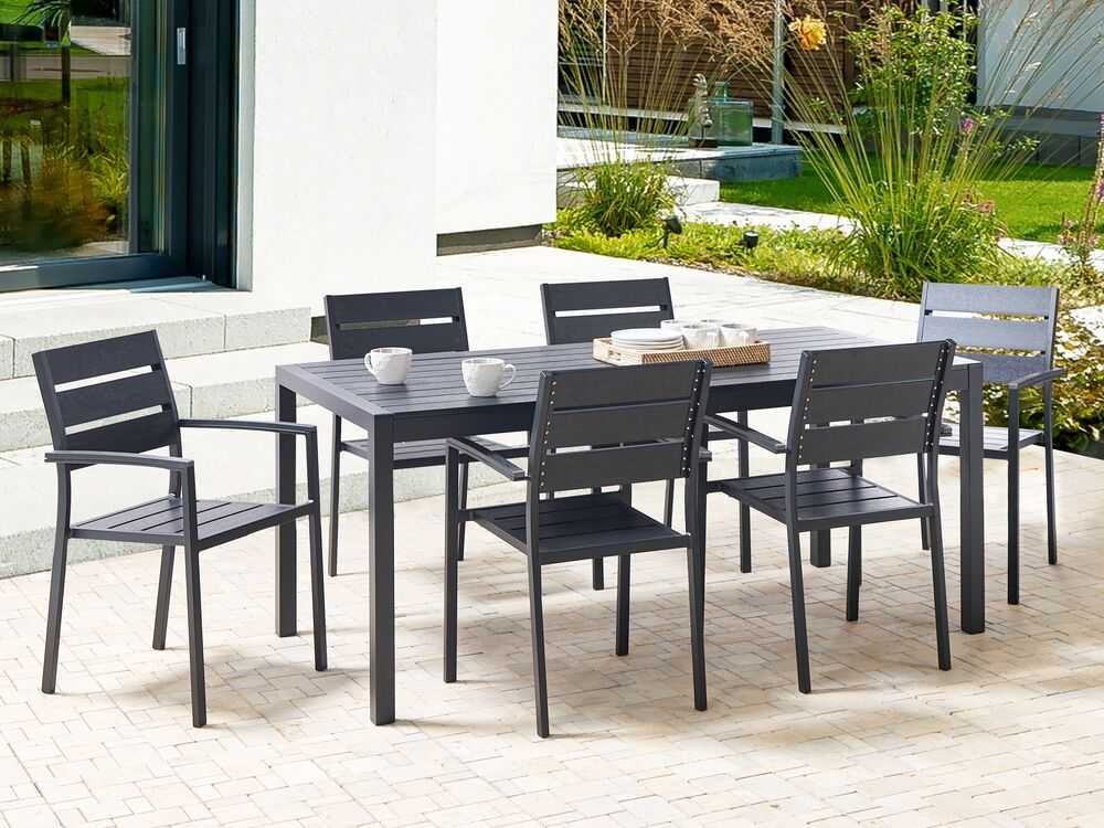 Beliani Sodo stalas VERNIO 180 cm 90 cm metalinis juodas