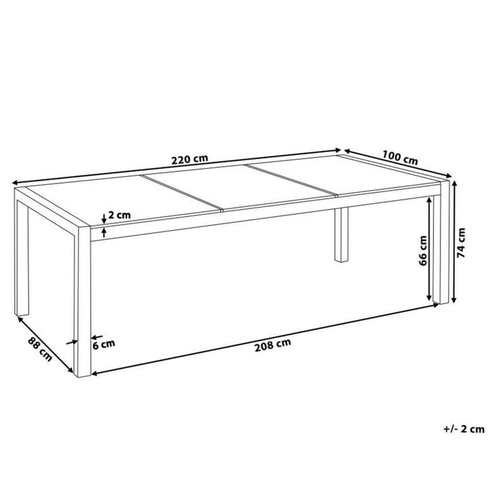 Beliani Sodo stalas GROSSETO 220 cm 100 cm poliruotas granitas, juodas