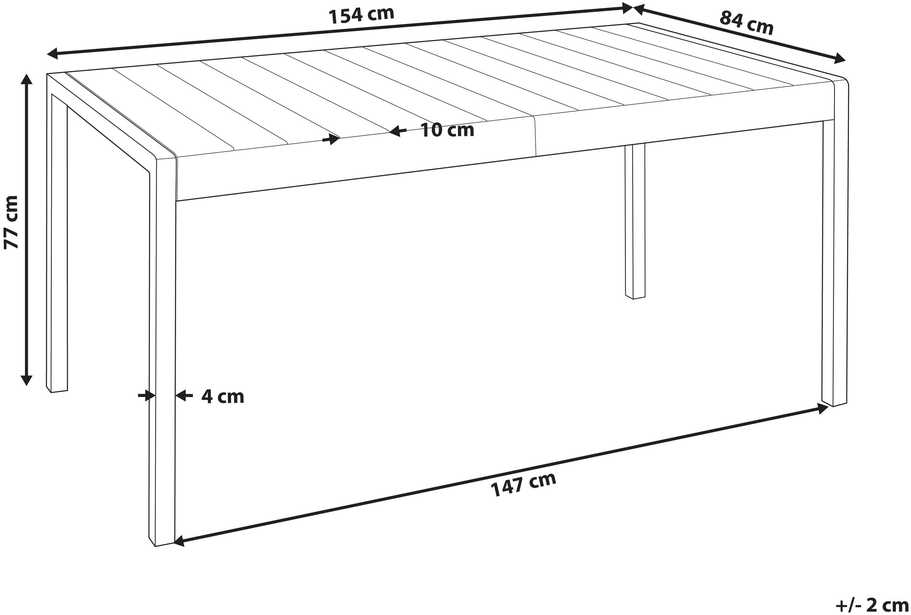 Beliani Sodo stalas BARTICA 154 cm 84 cm juodas