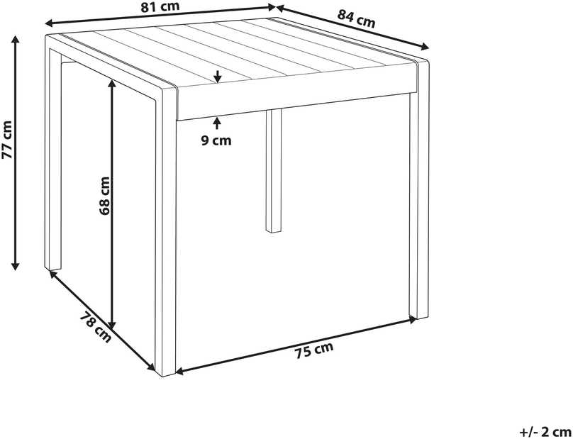 Beliani Sodo stalas BARTICA 81 cm 84 cm Juodas