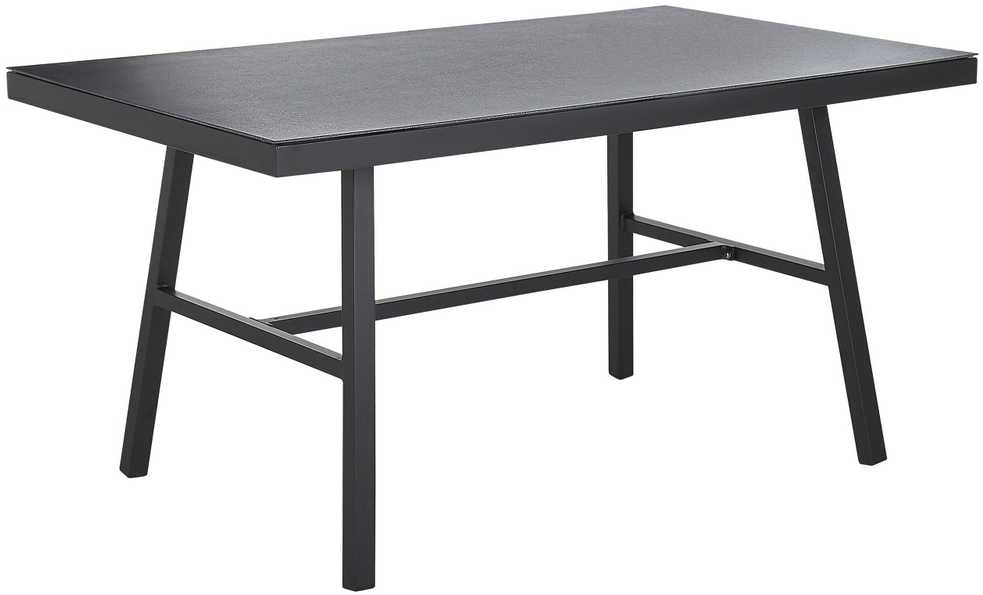 Beliani Sodo stalas CANETTO 150 cm 90 cm Stiklinis Juodas