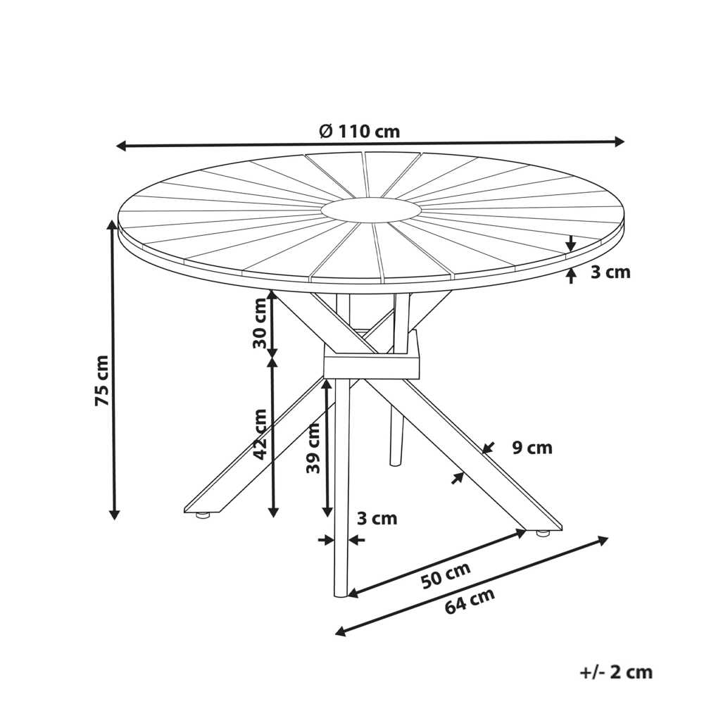 Beliani Sodo stalas CISSONE 110 cm, akacijos mediena, rudas