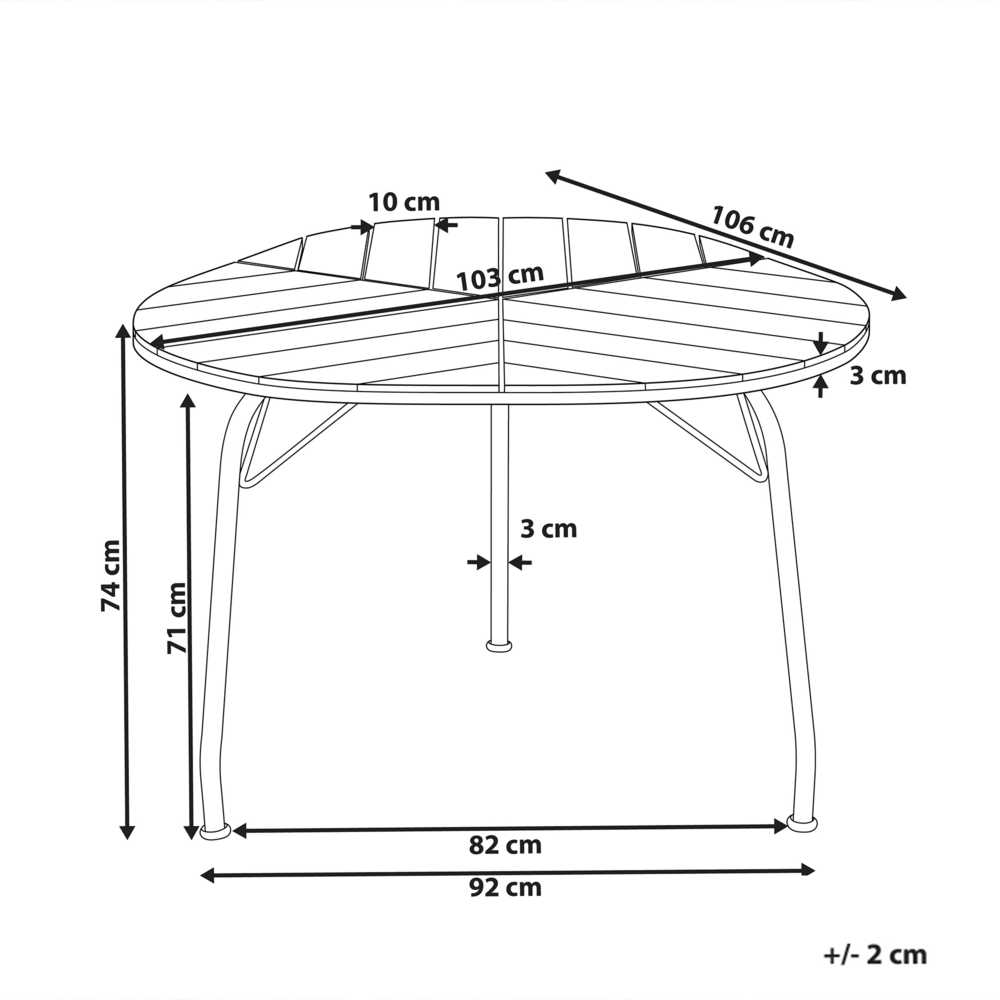 Beliani Sodo stalas VARENNA 106 cm 103 cm akacijos mediena rudas
