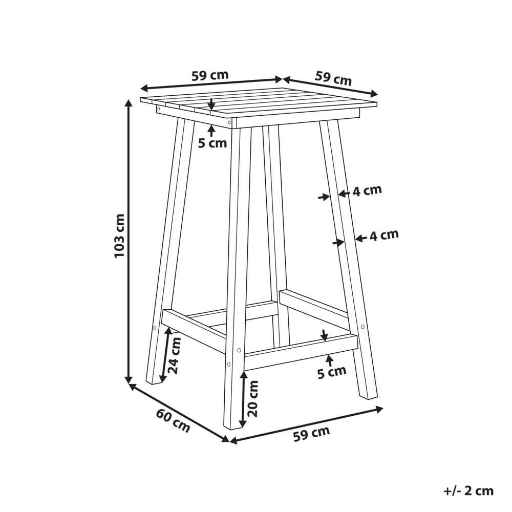 Beliani Sodo baro stalas ADIRONDACK 60 cm 59 cm sintetinė medžiaga mėlynas