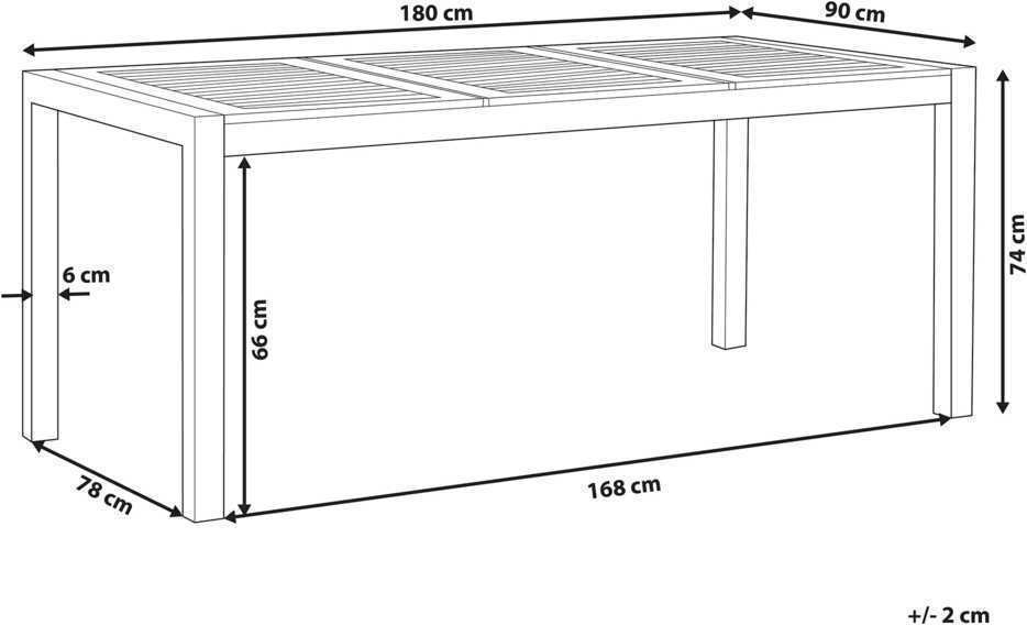 Beliani Sodo stalas GROSSETO 180 cm 90 cm eukalipto mediena rudas