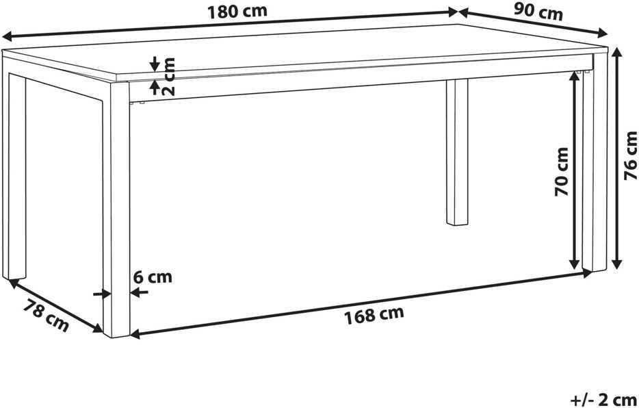 Beliani Sodo stalas GROSSETO 180 cm 90 cm degintas granitas grafito spalvos
