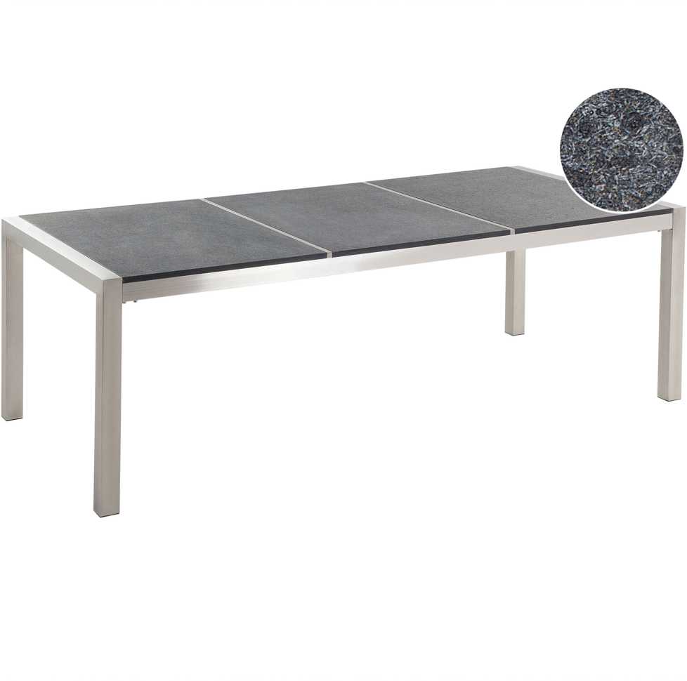 Beliani Sodo stalas GROSSETO 220 cm 100 cm Degintas granitas grafito spalvos