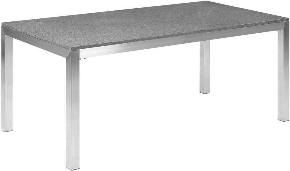 Beliani Sodo stalas GROSSETO 180 cm 90 cm poliruotas granitas pilkas