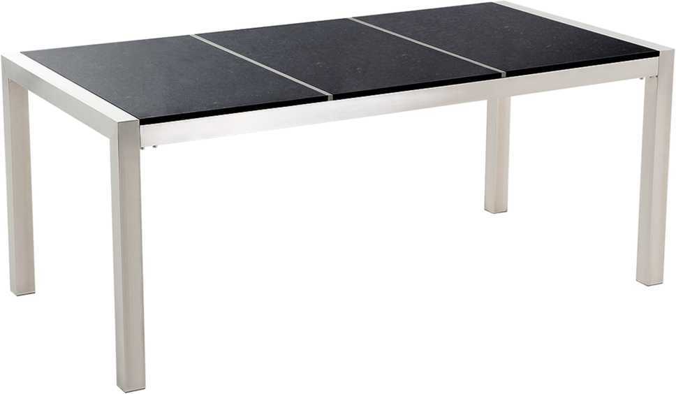 Beliani Sodo stalas GROSSETO 180 cm 90 cm poliruotas granitas, juodas