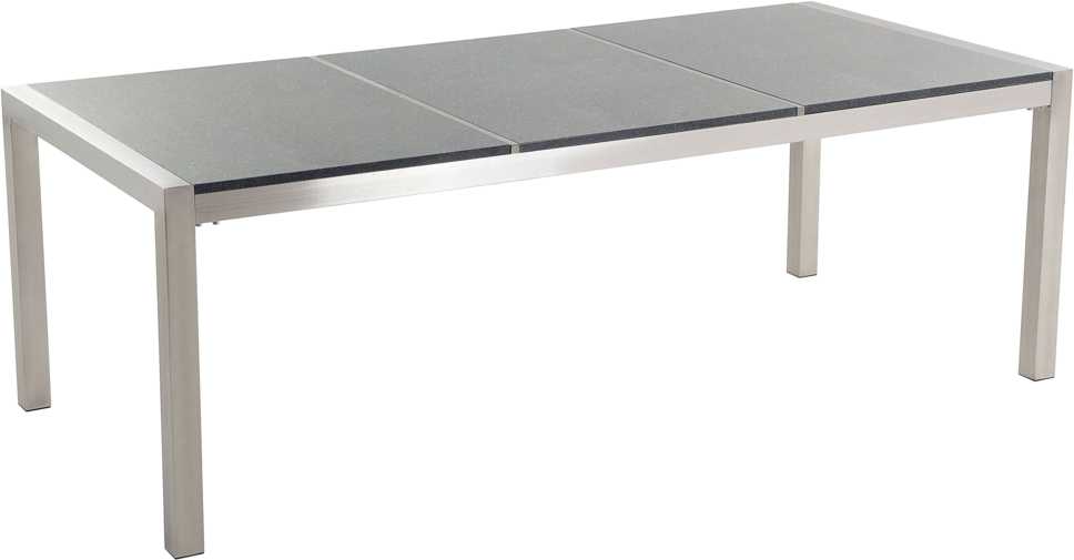 Beliani Sodo stalas GROSSETO 220 cm 100 cm, poliruotas granitas, pilkas