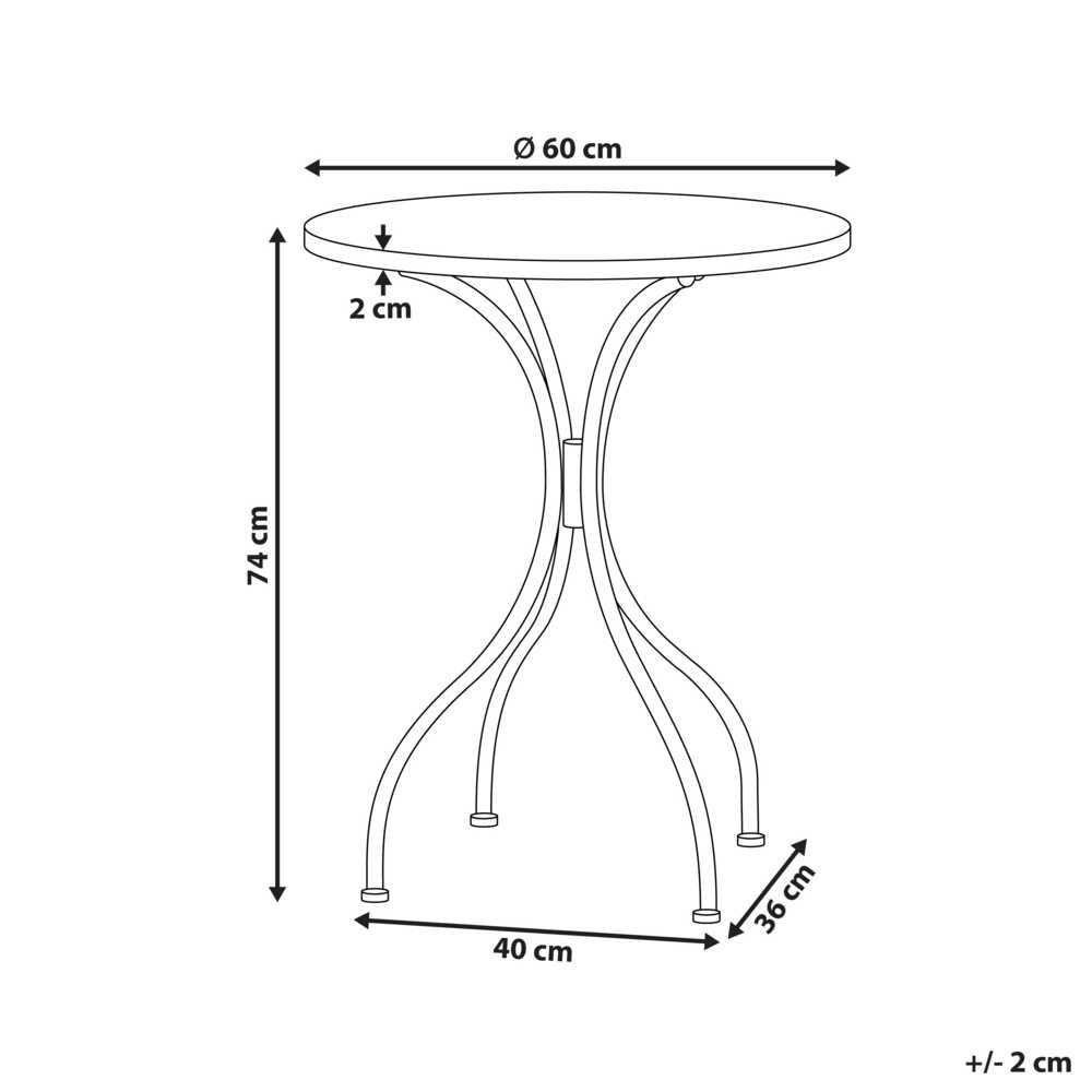 Beliani Bistro staliukas CARPINO 60 cm juodas