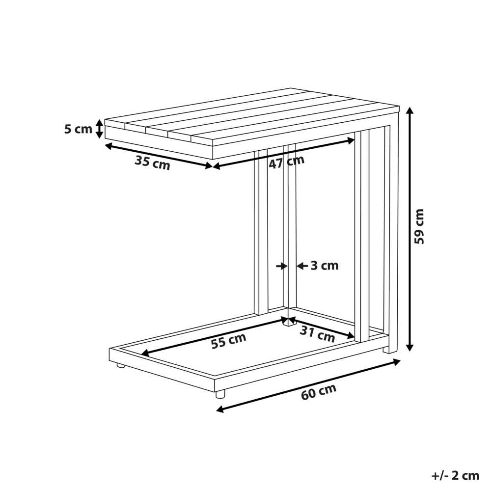 Beliani Sodo staliukas MESSINA 60 cm 35 cm baltas