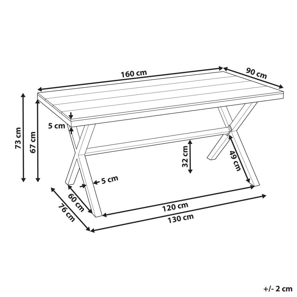 Beliani Sodo stalas TIANO 160 cm 90 cm metalinis smėlio ir pilkos spalvos