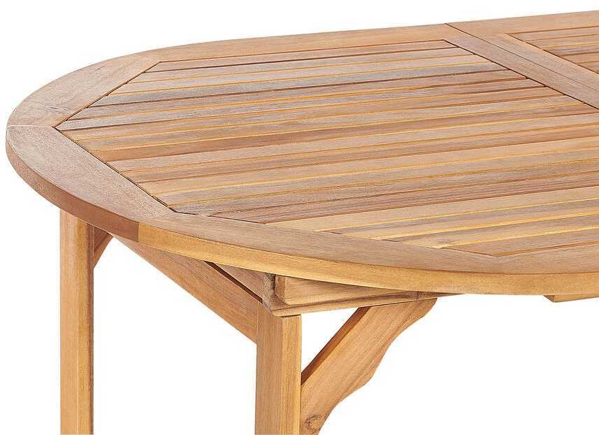 Beliani Išskleidžiamas sodo stalas MAUI 160/220 cm 100 cm Akacijos mediena Šviesiai rudas