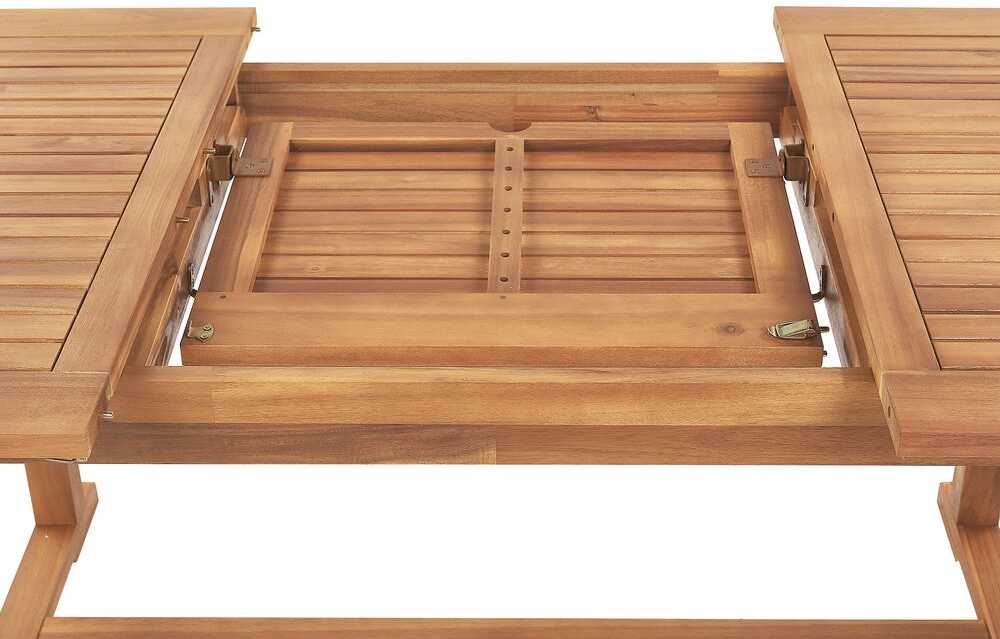 Beliani Išskleidžiamas sodo stalas JAVA 160/220 cm 90 cm akacijos mediena šviesiai rudas