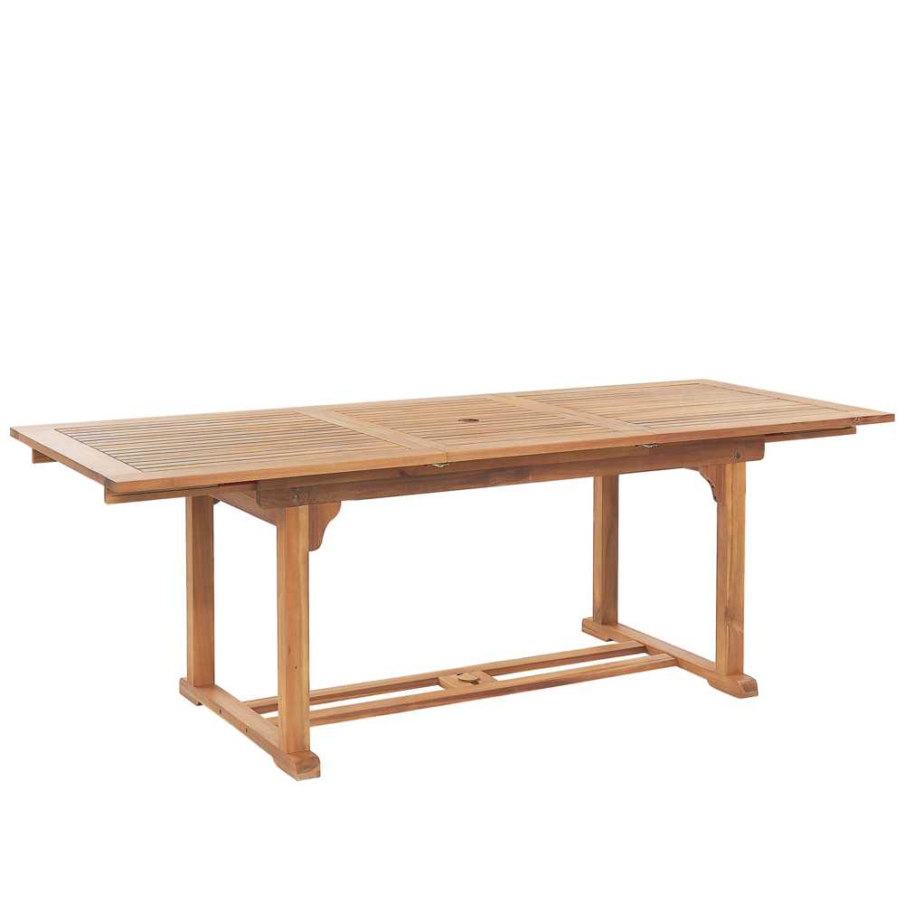 Beliani Išskleidžiamas sodo stalas JAVA 160/220 cm 90 cm akacijos mediena šviesiai rudas