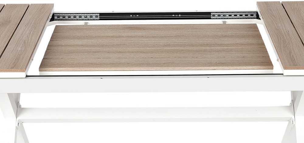 Beliani Išskleidžiamas sodo stalas FANES 184/242 × 90 cm, metalinis, baltas