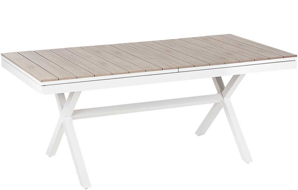 Beliani Išskleidžiamas sodo stalas FANES 184/242 × 90 cm, metalinis, baltas