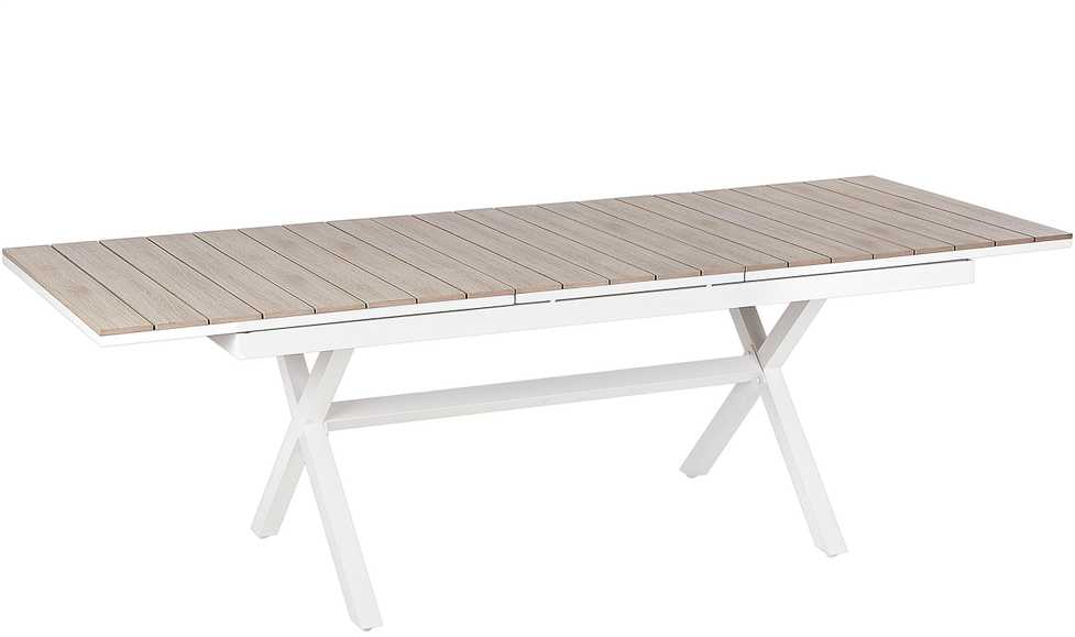 Beliani Išskleidžiamas sodo stalas FANES 184/242 × 90 cm, metalinis, baltas