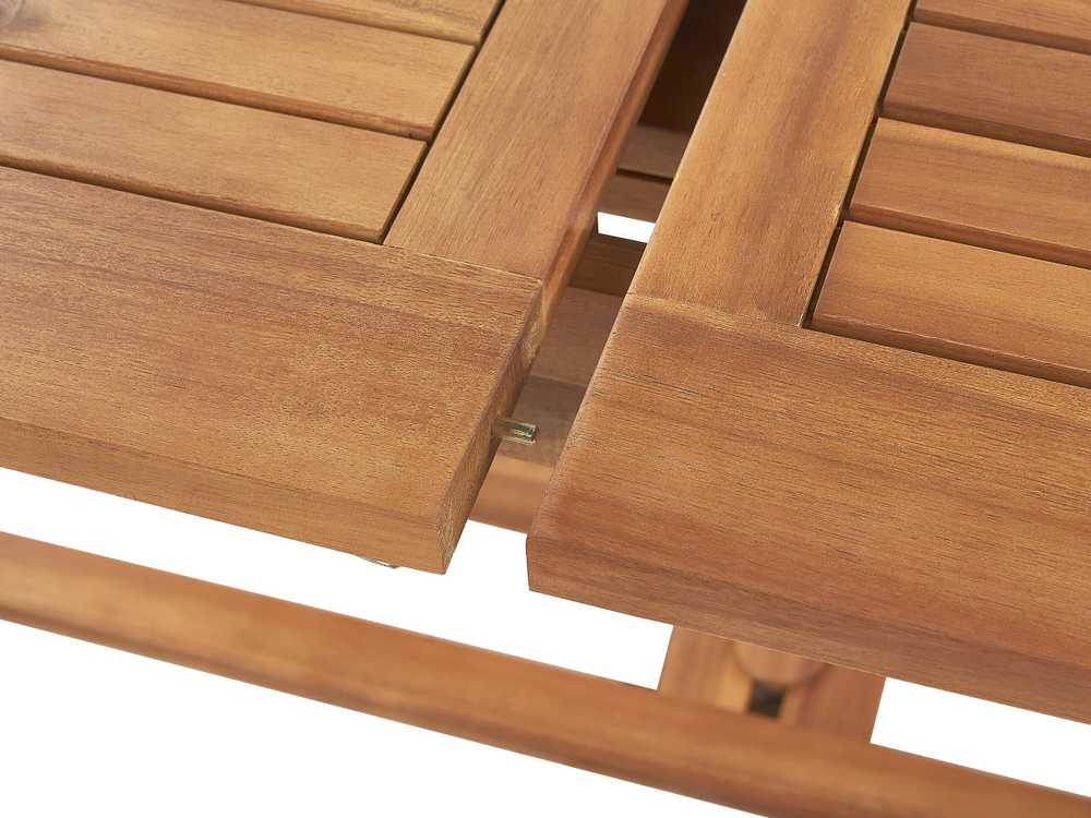 Beliani Išskleidžiamas sodo stalas JAVA 160/220 cm 90 cm akacijos mediena šviesiai rudas