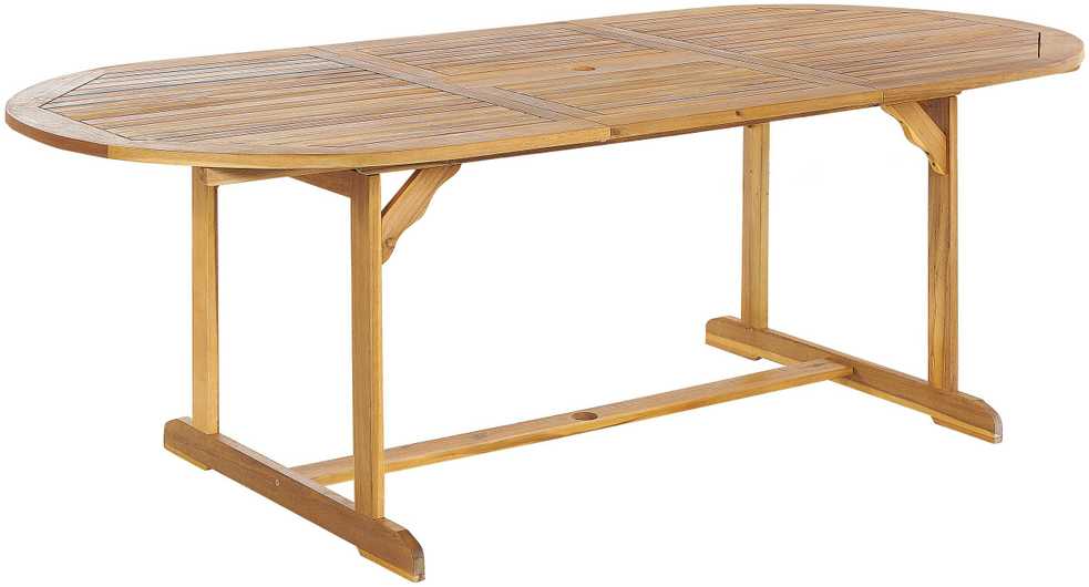 Beliani Išskleidžiamas sodo stalas MAUI 160/220 cm 100 cm Akacijos mediena Šviesiai rudas