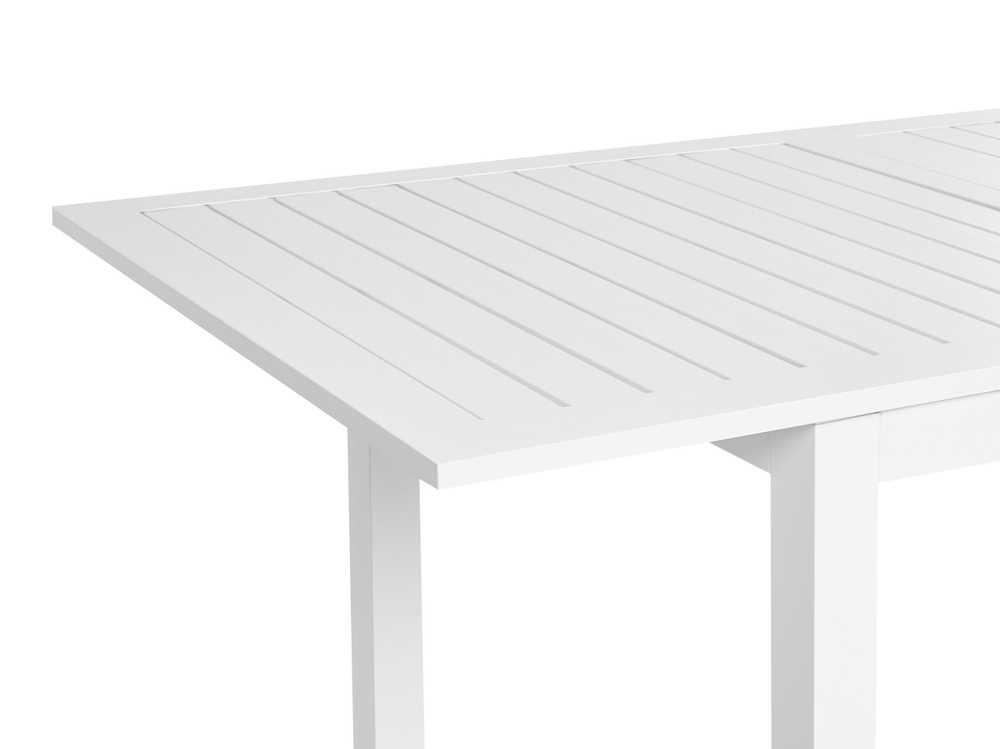 Beliani Išskleidžiamas sodo stalas SKALOMA 180/240 cm 90 cm metalinis baltas