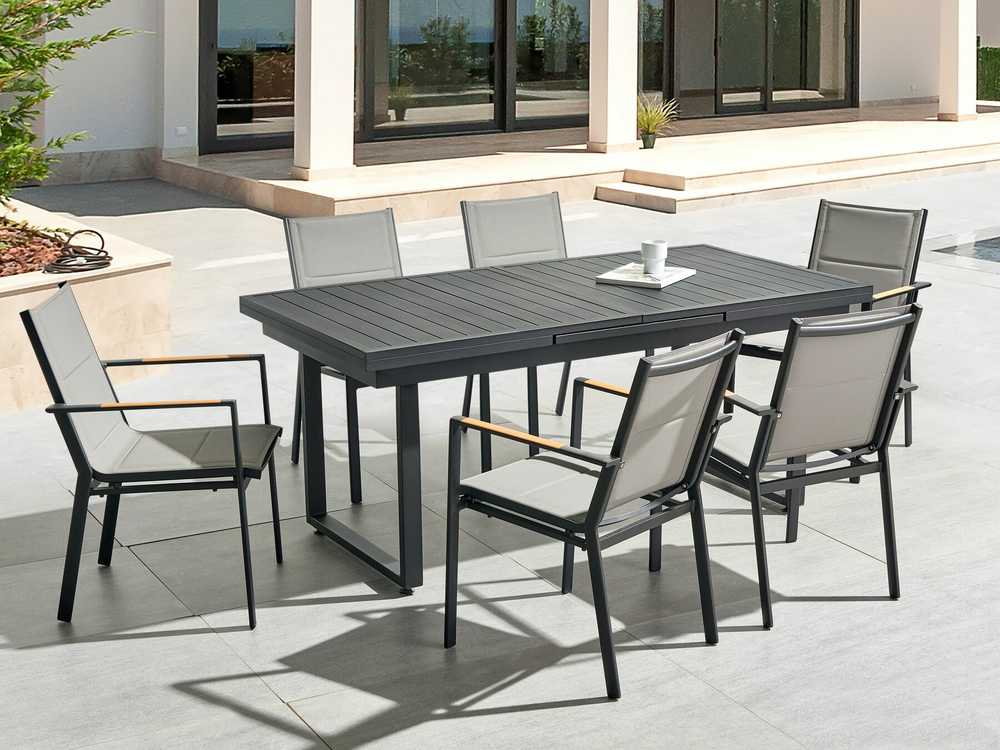 Beliani Išskleidžiamas sodo stalas VALCANETTO 180/240 cm 90 cm metalinis juodas