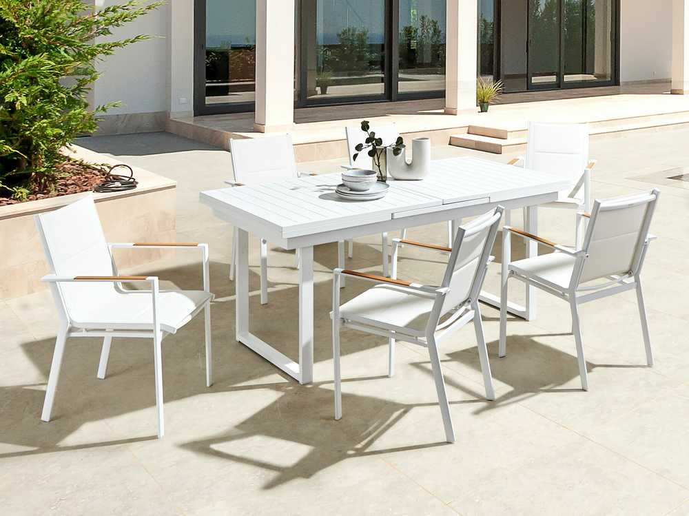 Beliani Išskleidžiamas sodo stalas VALCANETTO 180/240 cm 90 cm metalinis baltas