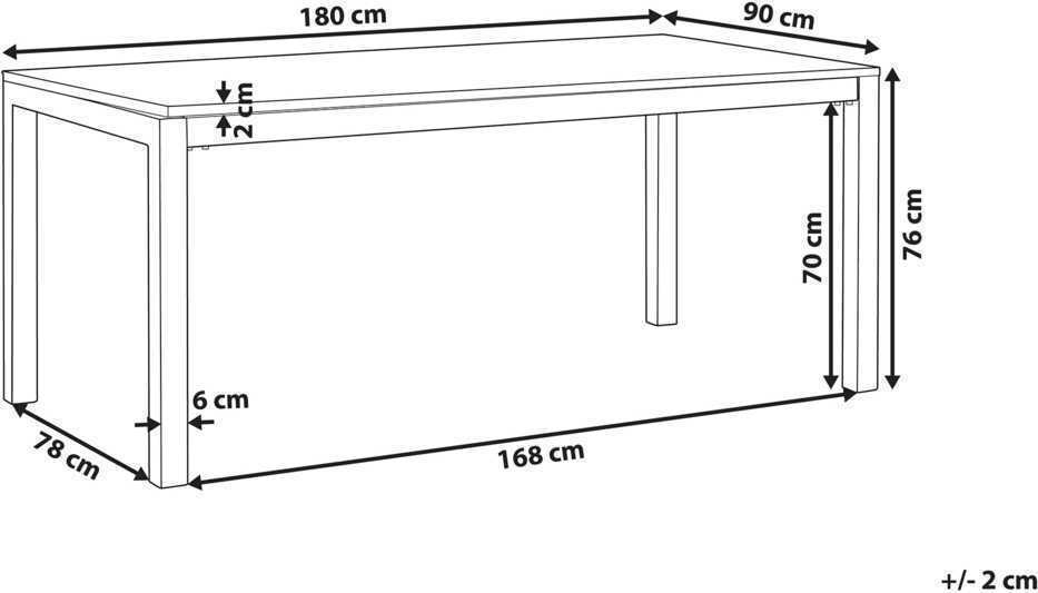 Beliani Sodo stalas GROSSETO 180 cm 90 cm Grūdintas stiklas Juodas