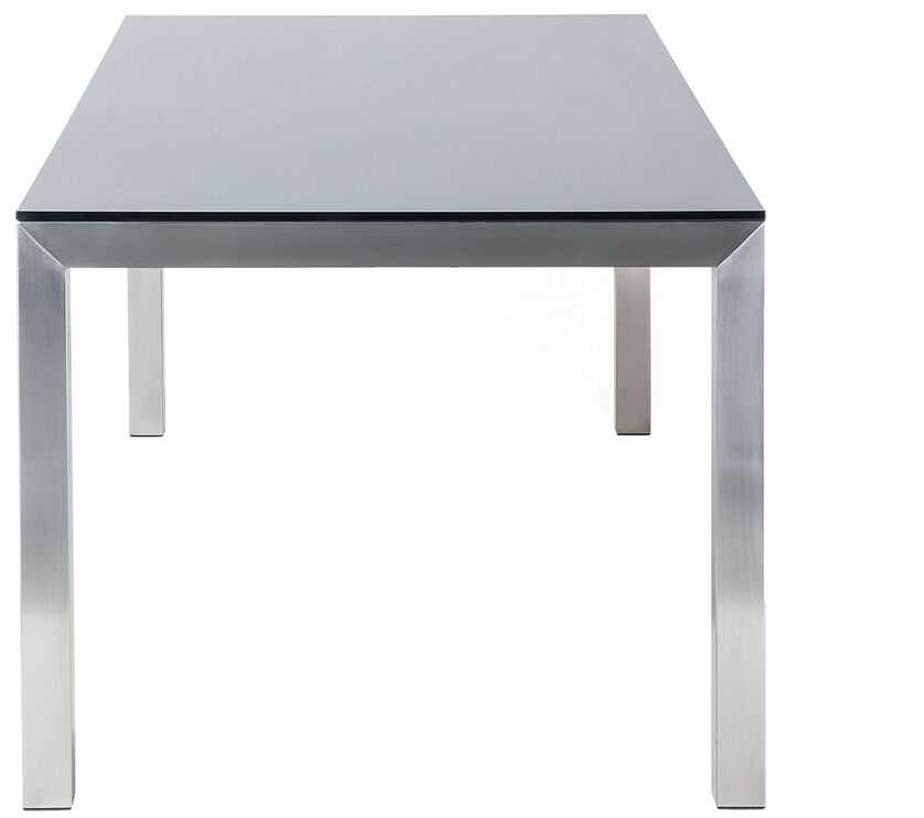 Beliani Sodo stalas GROSSETO 180 cm 90 cm Grūdintas stiklas Juodas