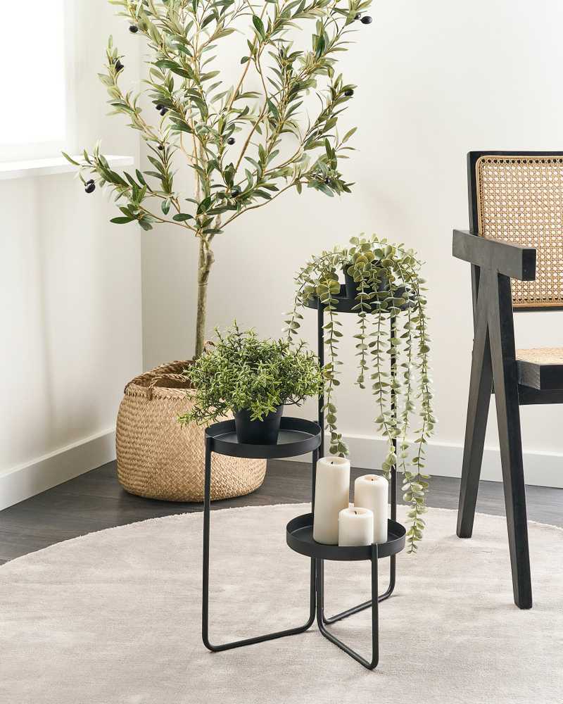 Beliani Gėlių stovas FRAGARIA metalinis 42 cm juodas