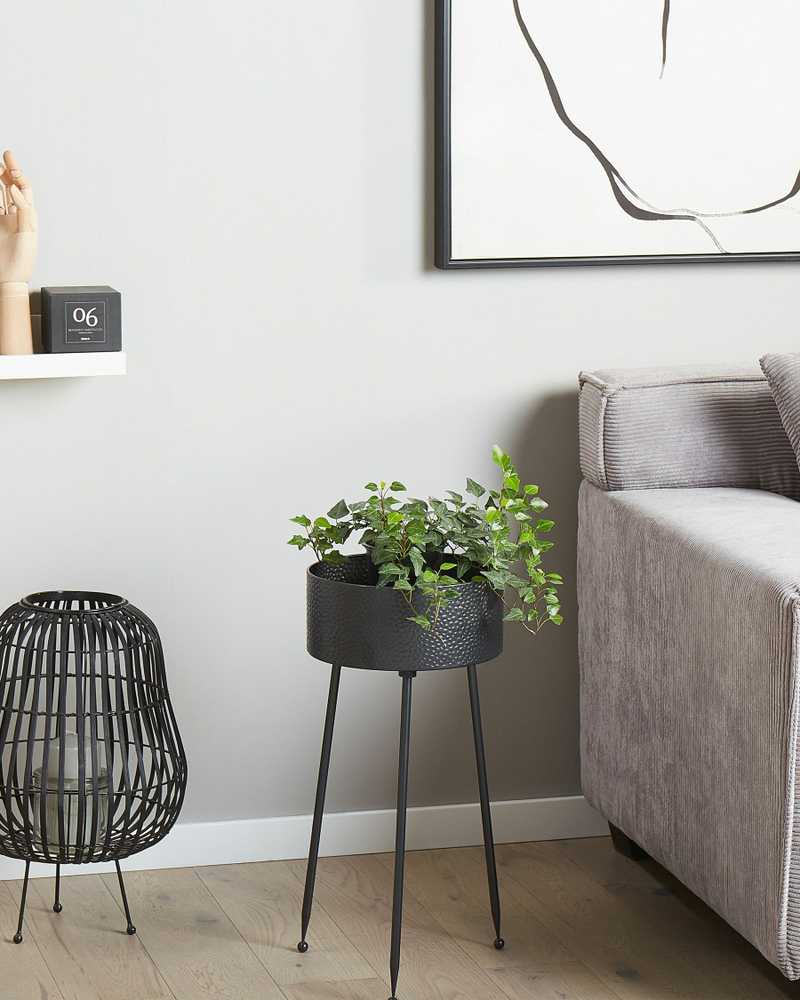 Beliani Gėlių stovas LEIKA 29 cm juodas metalinis