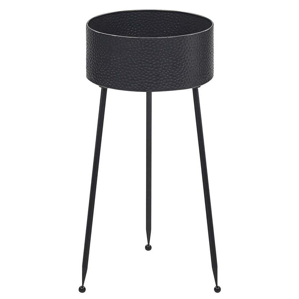Beliani Gėlių stovas LEIKA 29 cm juodas metalinis