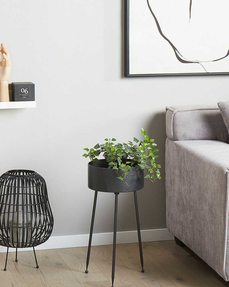 Beliani Gėlių stovas LEIKA 29 cm juodas metalinis