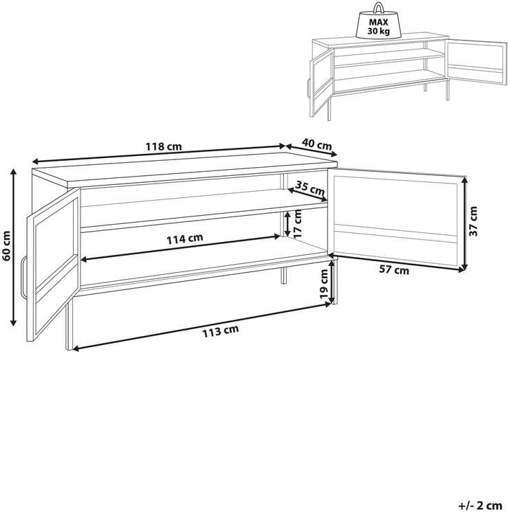 Beliani TV staliukas 2 Durys Metalas Sideboard Balta MORLEY 330160 (Balta)