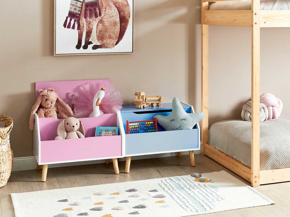 Beliani Žaislų dėžė CASPER 43 cm rausva