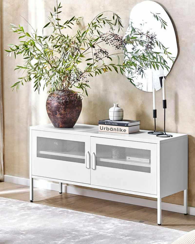 Beliani TV staliukas 2 Durys Metalas Sideboard Balta MORLEY 330160 (Balta)