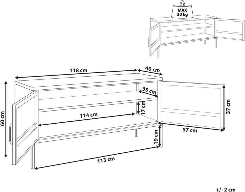 Beliani TV staliukas 2 Durys Metalas Sideboard Balta MORLEY 330160 (Balta)