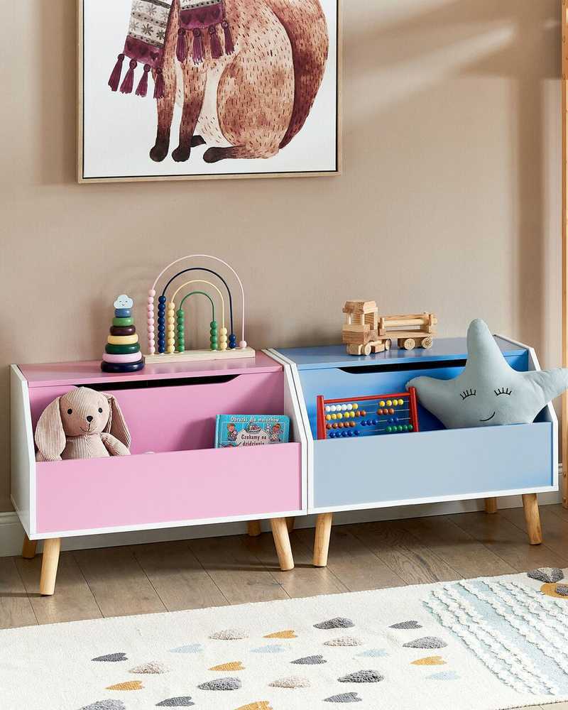 Beliani Žaislų dėžė CASPER 43 cm rausva